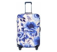 Coprivaligia ad alta elasticità con stampa di frammenti floreali blu, coprivaligia da viaggio universale antigraffio per uomo e donna, grande