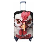 Coprivaligia ad alta elasticità con stampa di un gallo che indossa gli occhiali, coprivaligia da viaggio universale antigraffio per uomini e donne.