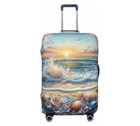 Coprivaligia con conchiglie di perle che si infrangono sulla spiaggia, coprivaligia da viaggio