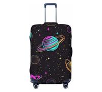 Coprivaligia con motivo a pianeta spaziale al neon colorato, coprivaligia da viaggio