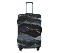 Coprivaligia con paesaggi in agata finto marmo nero e grigio oro, protezione per valigia lavabile di alta qualità con chiusura a cerniera e fibbia di sicurezza, adatta a bagagli da viaggio da 18 a 32