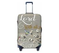 Coprivaligia con Scritture Proverbi 3 e 5 Colibrì, protezione per valigia lavabile di alta qualità con cerniera di sicurezza e chiusura con fibbia, adatta a bagagli da viaggio da 18 a 32 pollici