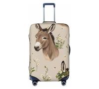 Coprivaligia con stampa floreale di asino, elastico, lavabile, protettivo antigraffio, per viaggi, con cerniera nascosta, per bagagli da 18-32 pollici, piccolo.