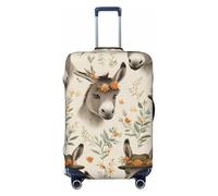 Coprivaligia con stampa floreale di asino, elastico, lavabile, protettivo antigraffio, per viaggi, con cerniera nascosta, per bagagli da 18-32 pollici, piccolo.