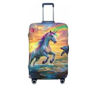 Coprivaligia con unicorno, arcobaleno, coda e cuori, protezione per valigia da viaggio