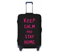 Coprivaligia da viaggio, borsa protettiva per valigia, Keep Calm Stay Home, stampa fronte-retro, adatta a bagagli da 18-32 pollici, coprivaligia per bambini e adulti, taglia media