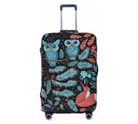 Coprivaligia da viaggio con gufo e pino, in spandex, con protezione per valigia, stampato su entrambi i lati, adatto a bagagli da 18 a 32 pollici, coprivaligia per bambini e adulti, piccolo