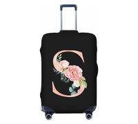 Coprivaligia da viaggio con lettera S floreale ad , in spandex, con protezione per valigia, stampa fronte-retro con lettera S floreale ad , adatta a bagagli da 18-32 pollici, coprivaligia per bambin