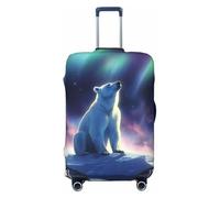 Coprivaligia da viaggio con motivo a luci del nord, motivo orso polare, per valigie, elastico, antigraffio, in spandex, adatto a valigie di grandi dimensioni