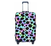 Coprivaligia da viaggio con stampa leopardata neon arcobaleno, in spandex, con protezione per valigia, stampa fronte-retro con leopardo neon arcobaleno, adatto per bagagli da 18 a 32 pollici, coprival