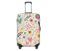 Coprivaligia da viaggio, coprivaligia con cuori colorati e fiori, antigraffio, adatto a bagagli da 18-32 pollici, custodia per valigia per bambini e adulti, media