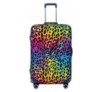 Coprivaligia da viaggio leopardato arcobaleno, in spandex, con protezione per valigia, stampa fronte-retro leopardata arcobaleno, adatta a bagagli da 18 a 32 pollici, coprivaligia per bambini e adulti