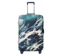 Coprivaligia elastico lavabile Beach Foam Wave Travel Bagaglio Coprivaligia Elastico Protettivo Antipolvere per bagagli da 18-32 pollici, Nero, L