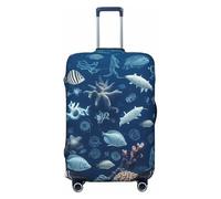 Coprivaligia elastico lavabile per viaggio con vita marina subacquea, protezione alla moda, antipolvere, adatto per bagagli da 18 a 32 pollici, nero, L