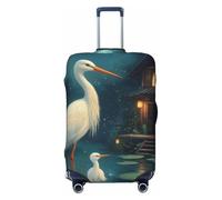Coprivaligia elegante Egrets Moonlit Garden, coprivaligia elastico lavabile antigraffio per valigie da 18 a 32 pollici M (22-24")