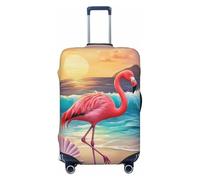 Coprivaligia Flamingo Sunset Beach, coprivaligia elastico lavabile antigraffio per valigie da 18 a 32 pollici XL (29-32")