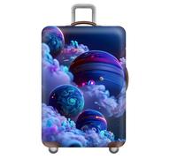 Coprivaligia Grande,Stampa Galassica Del Cubo Della Pianta Del Fiore,Personalizada Viaggio Copri Valigia,Lavabile,Elastico, Antigraffio,Per Funda Maleta Da 18-32 Pollici (Blu,M(22-24inch))