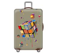 Coprivaligia Grande,Stampa Galassica Del Cubo Della Pianta Del Fiore,Personalizada Viaggio Copri Valigia,Lavabile,Elastico, Antigraffio,Per Funda Maleta Da 18-32 Pollici (Verde,S(18-21inch))