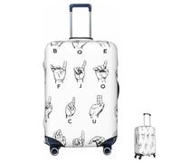 Coprivaligia lavabile elastico con alfabeto del linguaggio dei segni, coprivaligia da viaggio alla moda, antigraffio, decorativo, adatto a bagagli da 18 a 32 pollici, taglia XL