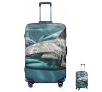 Coprivaligia lavabile elastico con diversi squali nell'oceano, coprivaligia da viaggio alla moda, antigraffio, decorativo, adatto per bagagli da 18 a 32 pollici, di medie dimensioni