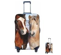 Coprivaligia lavabile elastico Due cavalli in piedi nella neve Coprivaligia da viaggio alla moda Antigraffio Protezione per valigia Decoraitve Adatto a bagagli da 18-32 pollici X-Large