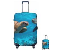 Coprivaligia lavabile elastico tartaruga marina delfino pesce coprivaligia da viaggio alla moda antigraffio protezione valigia decorativa adatta a bagagli da 18-32 pollici di media grandezza