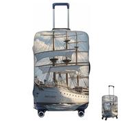 Coprivaligia lavabile elastico vintage nautico bianco coprivaligia da viaggio alla moda antigraffio protezione per valigia decorativa adatta a bagagli da 18-32 pollici extra large