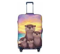 Coprivaligia Otter Family Sunset Beach, coprivaligia elastico lavabile antigraffio per valigie da 18 a 32 pollici L (25-28")
