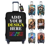 Coprivaligia Personalizzato - con Foto, Nome e Testo, Doppia Faccia Design Differente Coprivaligie - Copribagagli elastici antigraffio - Lavabile Coprivaligia