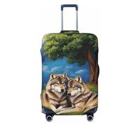 Coprivaligia sotto l'albero Moonlit Wolves, elastico, lavabile, antigraffio, per valigie da 18 a 32 pollici M (22-24")