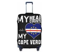 Coprivaligia universale elasticizzato con bandiera del cuore di Capo Verde, per bagaglio a mano, antigraffio, per unisex, donne, viaggi, di piccole dimensioni