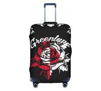 Coprivaligia universale elasticizzato con bandiera della Groenlandia, motivo: rosa vintage, per bagaglio a mano, antigraffio, protezione per bagaglio da viaggio unisex, da donna, taglia XL