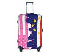 Coprivaligia universale elasticizzato con bandiera di Capo Verde e America, rosa, per bagaglio a mano, antigraffio, per unisex, donne, viaggi, di piccole dimensioni