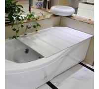 Coprivasca Pieghevole, Vassoio del Bagno in PVC Spesso 0.65 Cm, Coperchio per Vasca con Tapparella Isolante per Il Bagno Lettura Rilassante Tavole da Bagno Bianco (Size : 106x66x0.65cm)