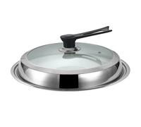 Copriventola in acciaio inox con coperchio in vetro, confezione da 1 pezzo, in acciaio inox, adatto per cucina e conservazione, offre una copertura adeguata per cucinare (36 cm)