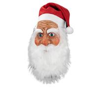 Copriviso Babbo Natale Copricapo Cosplay Vecchio Uomo Realistico | Barba E Berretto Rosso Design Copertura Viso Natale Per Donne Adulte Nonni Uomini Halloween Discoteca