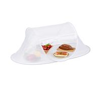 Relaxdays Coprivivande in Rete Antimosche per Alimenti, Copripiatti Pieghevole Anti Moschini, 40 x 110 x 58 cm, Bianco, Poliestere