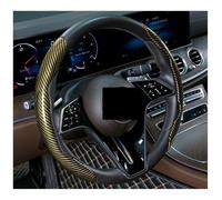 Coprivolante 2/3PCS Coprivolante per auto in in fibra di carbonio 1K Micro fibra PU PVC Coprivolante antiscivolo universale(2pcs gold)