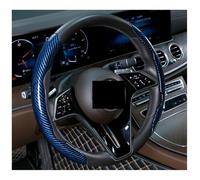 Coprivolante 2/3PCS Coprivolante per auto in in fibra di carbonio 1K Micro fibra PU PVC Coprivolante antiscivolo universale(2pcs blue)