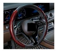 Coprivolante 2/3PCS Coprivolante per auto in in fibra di carbonio 1K Micro fibra PU PVC Coprivolante antiscivolo universale(2pcs red)