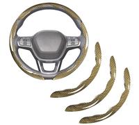 Coprivolante a Segmenti in Fibra di Carbonio Bianca per Renault Captur Esprit Alpine 2024-2026, Coperture Protettive Impugnatura Antiscivolo, Decorazione Interni Auto, Yellow- 3PCS