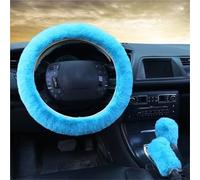 Coprivolante Antiscivolo Coprivolante Per Auto In Pelliccia Coprivolante Per Freno A Mano Per Auto Invernale Caldo Set Tre Pezzi Volante 38 Cm Copri Volante(Lake Blue)