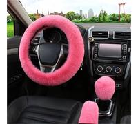 Coprivolante Antiscivolo Coprivolante Per Auto In Pelliccia Coprivolante Per Freno A Mano Per Auto Invernale Caldo Set Tre Pezzi Volante 38 Cm Copri Volante(Rosa)