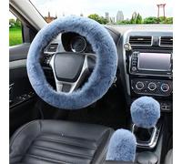 Coprivolante Antiscivolo Coprivolante Per Auto In Pelliccia Coprivolante Per Freno A Mano Per Auto Invernale Caldo Set Tre Pezzi Volante 38 Cm Copri Volante(Gray)