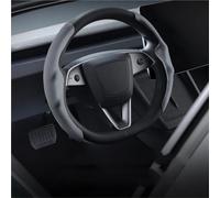 Coprivolante antiscivolo in fibra di carbonio per Per Tesla Per Model 3 Y Per Highland Per Juniper Coprivolante Auto In Pelle Scamosciata Morbida Intrecciata Cucito Mano(Style 3)
