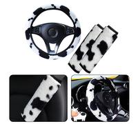 Coprivolante auto antiscivolo peluche + coprispalle modello mucca set 3 pezzi