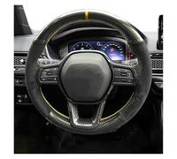 Coprivolante Auto Coprivolante In Pelle Scamosciata Nera E Fibra Carbonio Cucito A Mano Per Civic 10a Generazione 2016 2017 2018 Copertura Volante(Rosso)