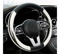 Coprivolante Auto Coprivolante Per Auto In Pelle PU In Fibra Di Carbonio Nera E Bianca 1 Pezzo Traspirante E Antiscivolo