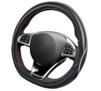 Coprivolante Auto D Shape in Ecopelle Antiscivolo, Resistente ed Elastico - Design Sportivo per Volanti 37-38 cm - Comodo e Facile da Installare (Grigio)