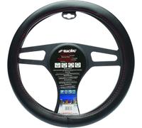 Coprivolante auto diametro 37-39cm Simoni Racing eco-pelle nera cuciture rosse